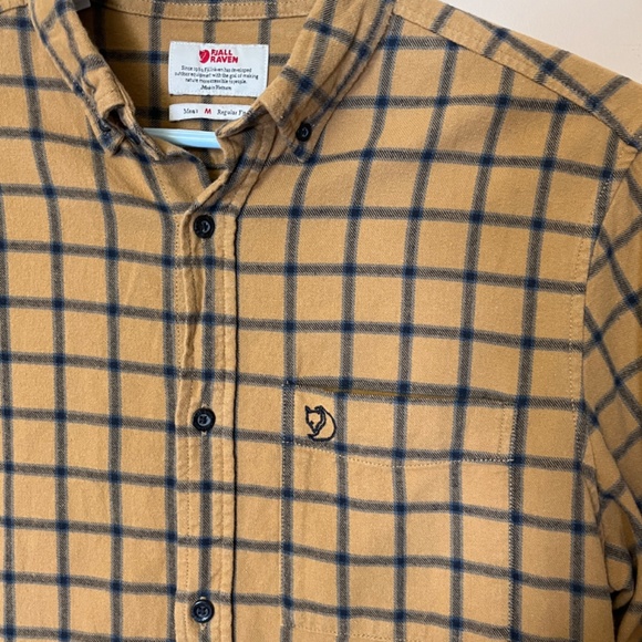 Fjallraven Ovik Flannel Check Plaid Shirt - Men's Size M - Tan - Picture 3 of 12